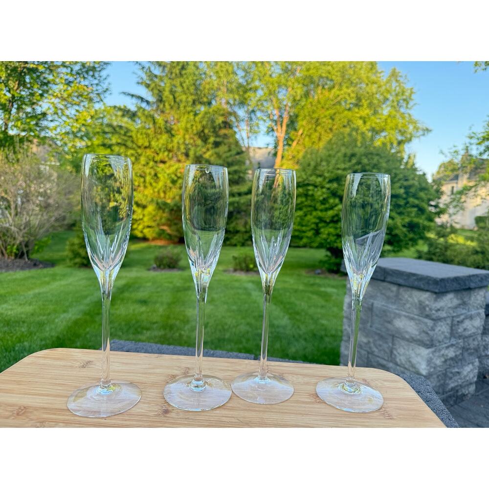 Lenox Firelight Crystal Champagne Flute with Clear Rim 9-1/2”~set Of 4